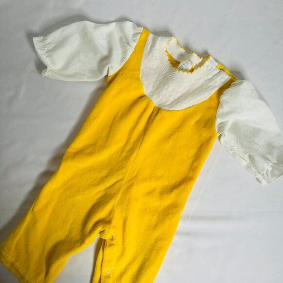 Vintage Other - Vintage Yellow and White Kids Romper
